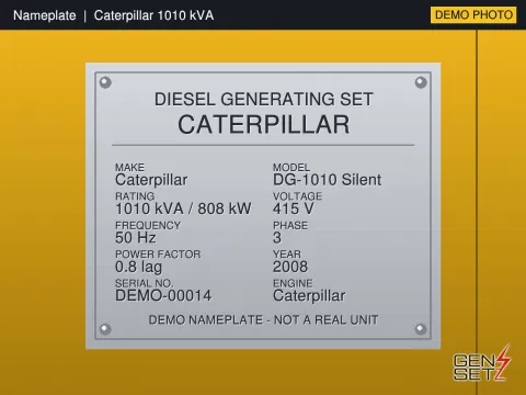 Caterpillar 1010 kVA 2008 Working Diesel Generator in Mysore #207 — Nameplate Photo