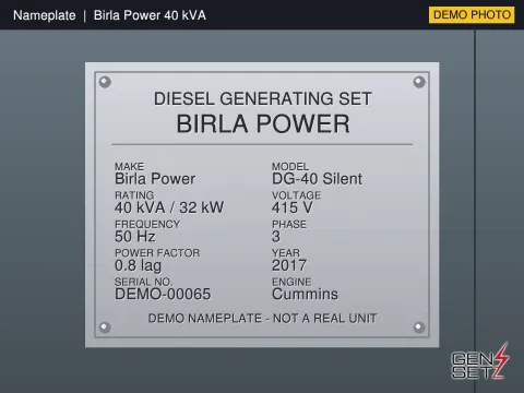 Cummins 40 kVA 2017 Working Diesel Generator in Mangalore #258 — Nameplate Photo